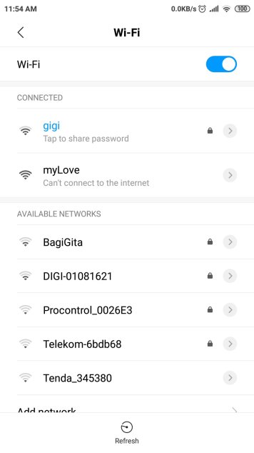 Image of  Wifi list Screen