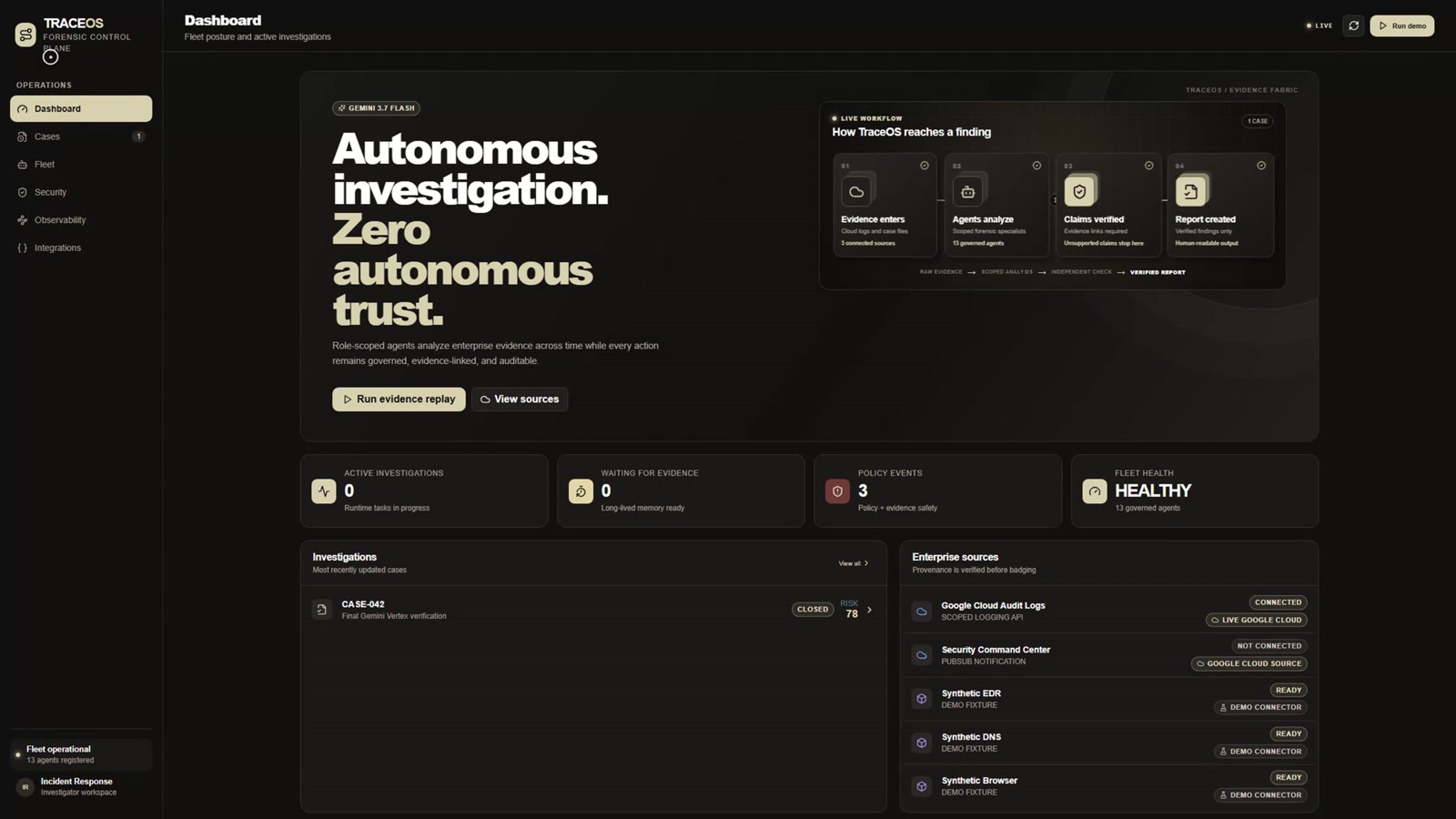 TraceOS autonomous forensic control plane
