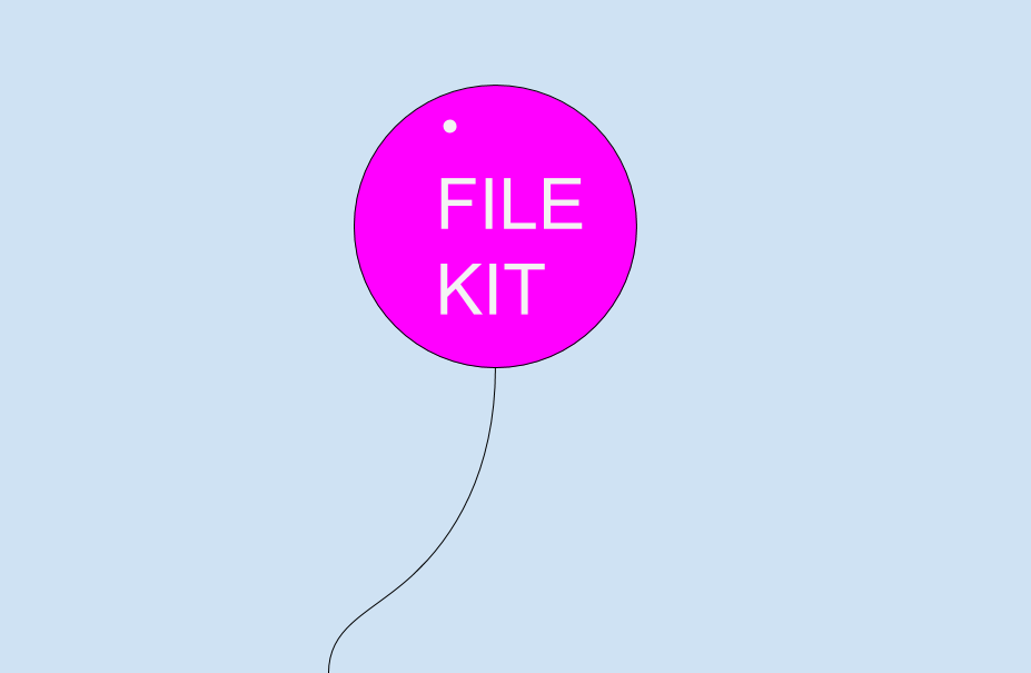 Filekit logo: a balloon that says 'filekit' on it