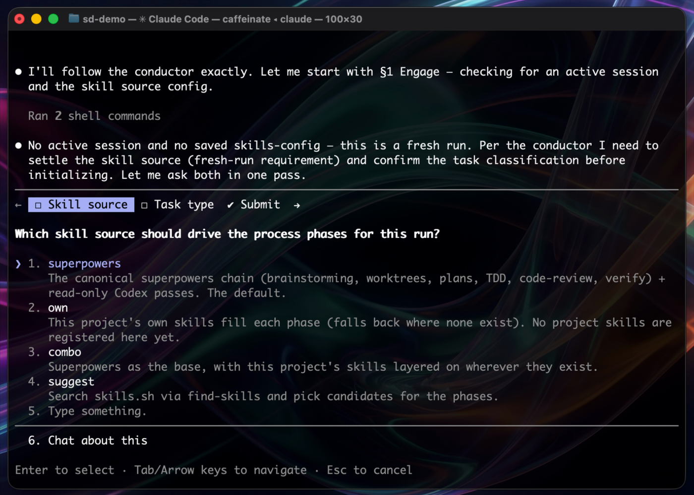 The four-way skill-source prompt