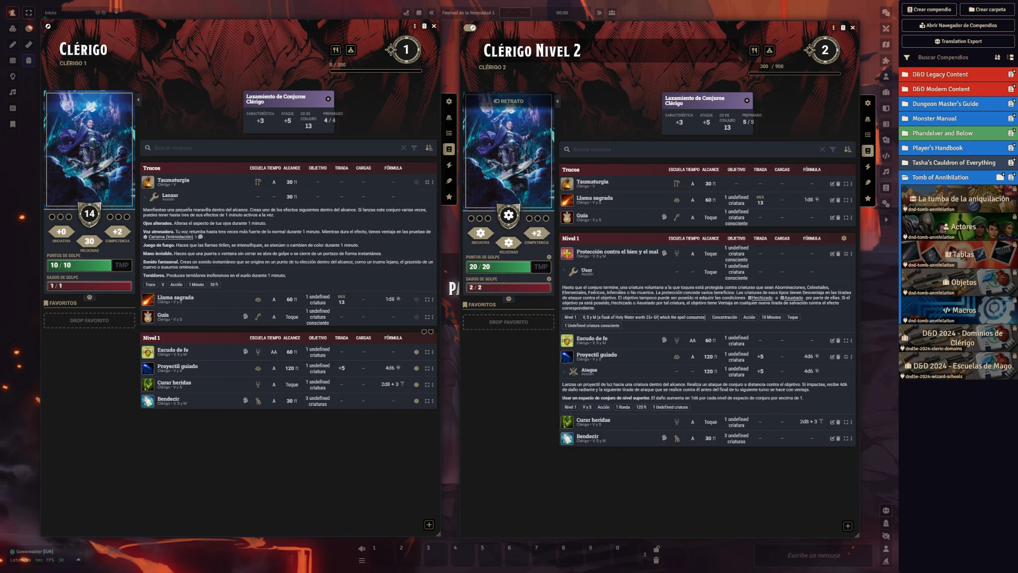 Result: level 2 Cleric / Resultado final: Clérigo de nivel 2