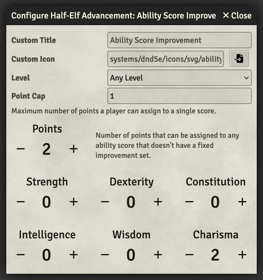 Ability Score Improvement - Config Race