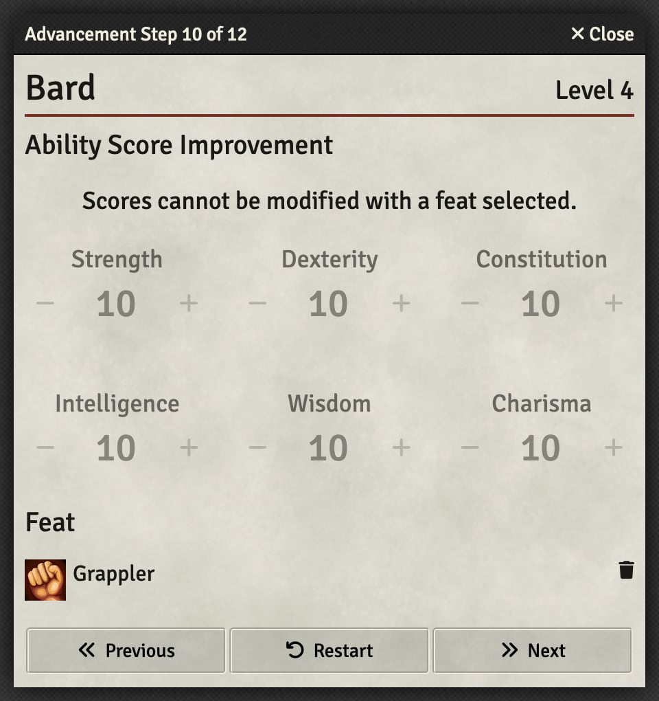 Ability Score Improvement - Class Flow