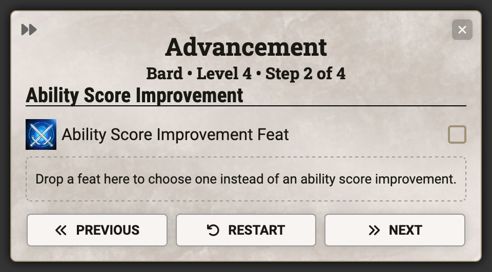 Ability Score Improvement - Modern Class Flow