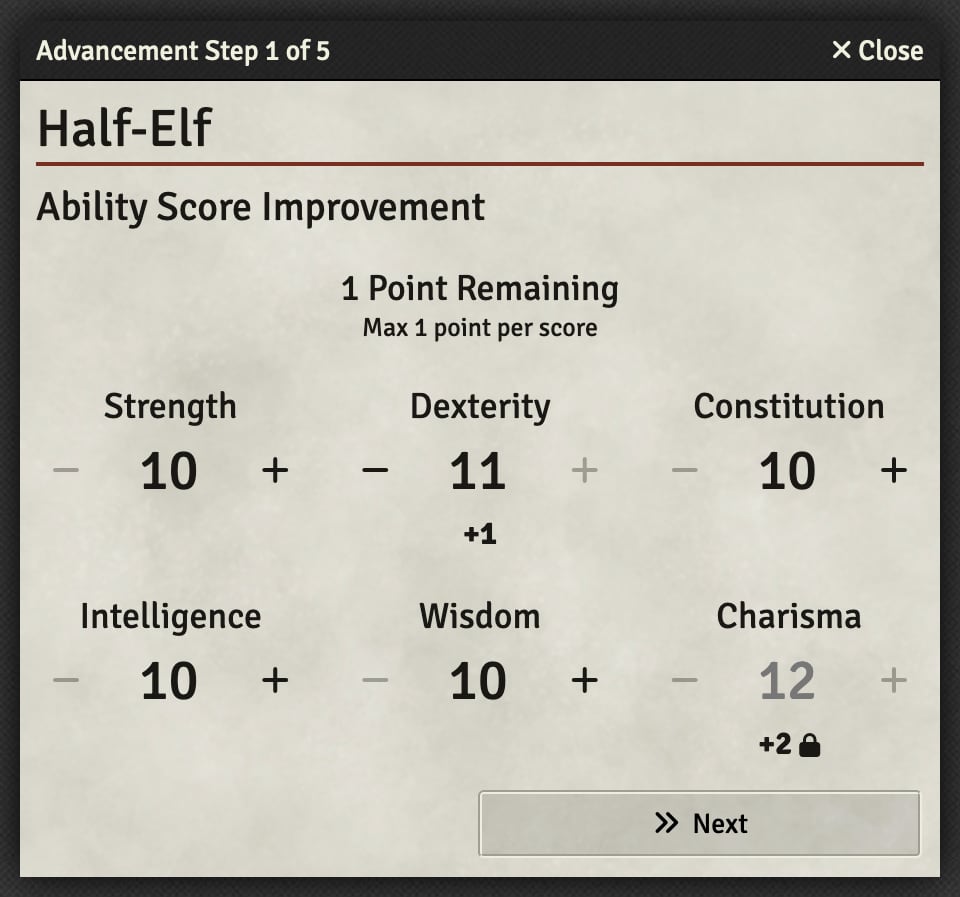 Ability Score Improvement - Race Flow