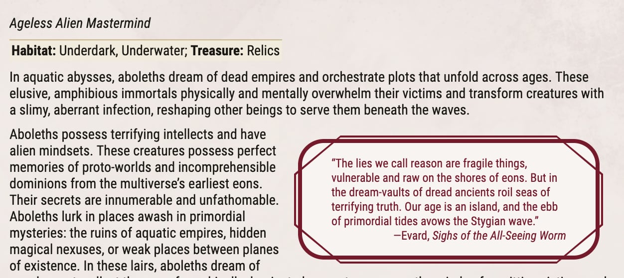 Habitat & Treasure Block and Pull Quote