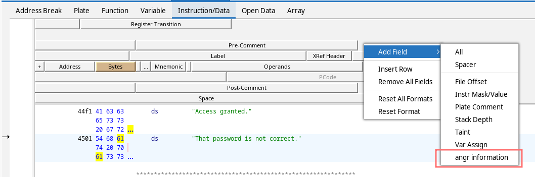 step 2 of enabling angr listing field in Ghidra