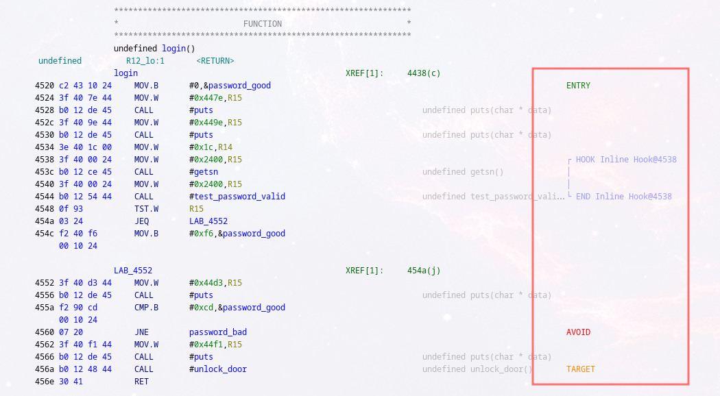 example of angr listing field in Ghidra