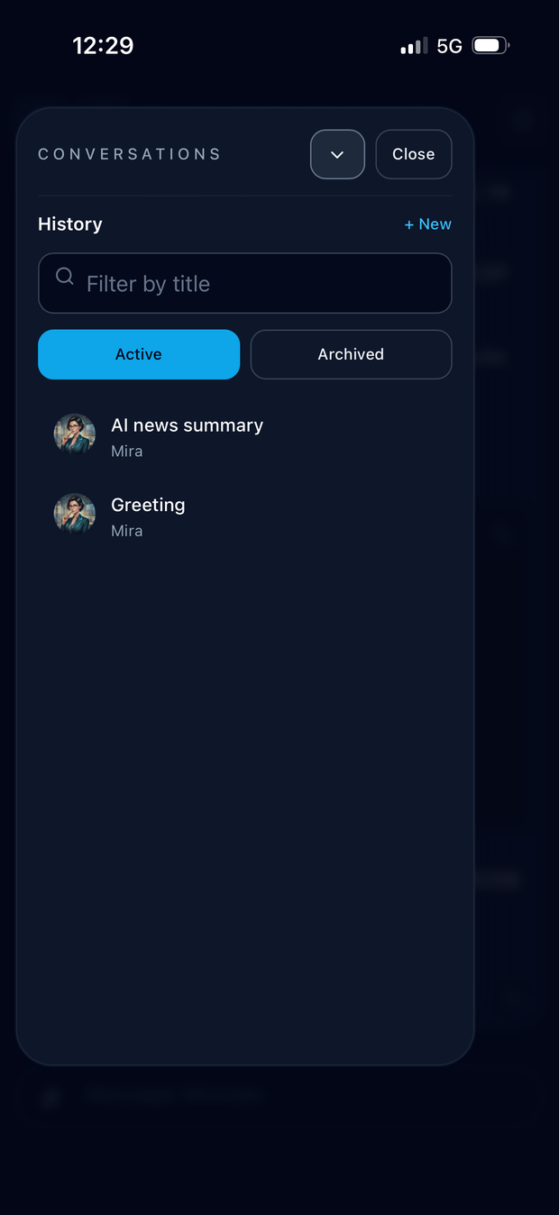Cognis iOS PWA conversation drawer