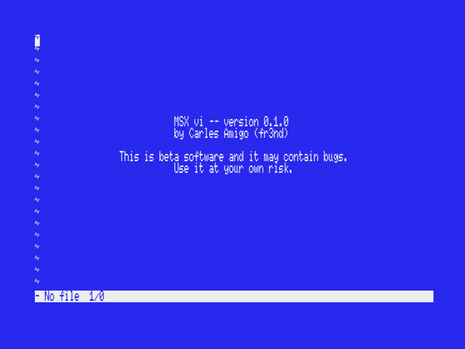 MSX-vi welcome screen