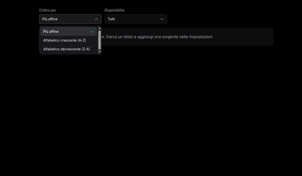 Store sorting options