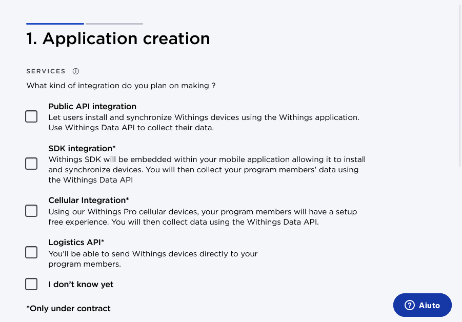 Withings applicationcreation