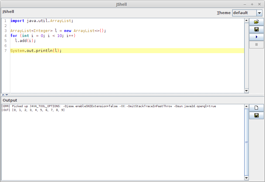 Screenshot of example script output