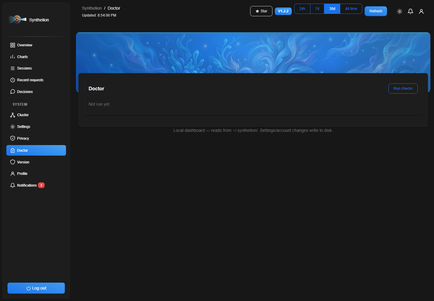 Synthelion dashboard — doctor