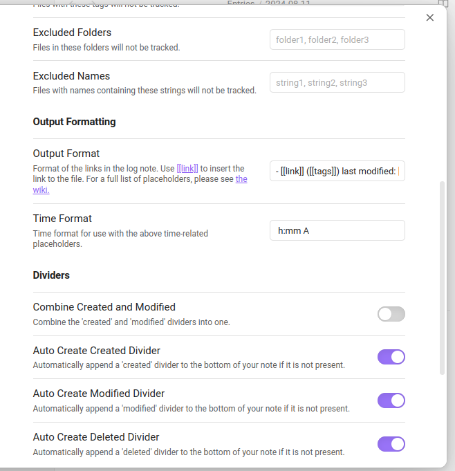 example settings for a plugin demo