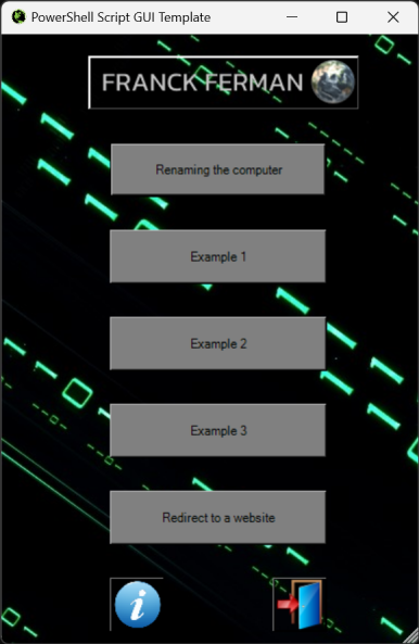 PowerShell Script Gui Template main menu Demo Screenshot