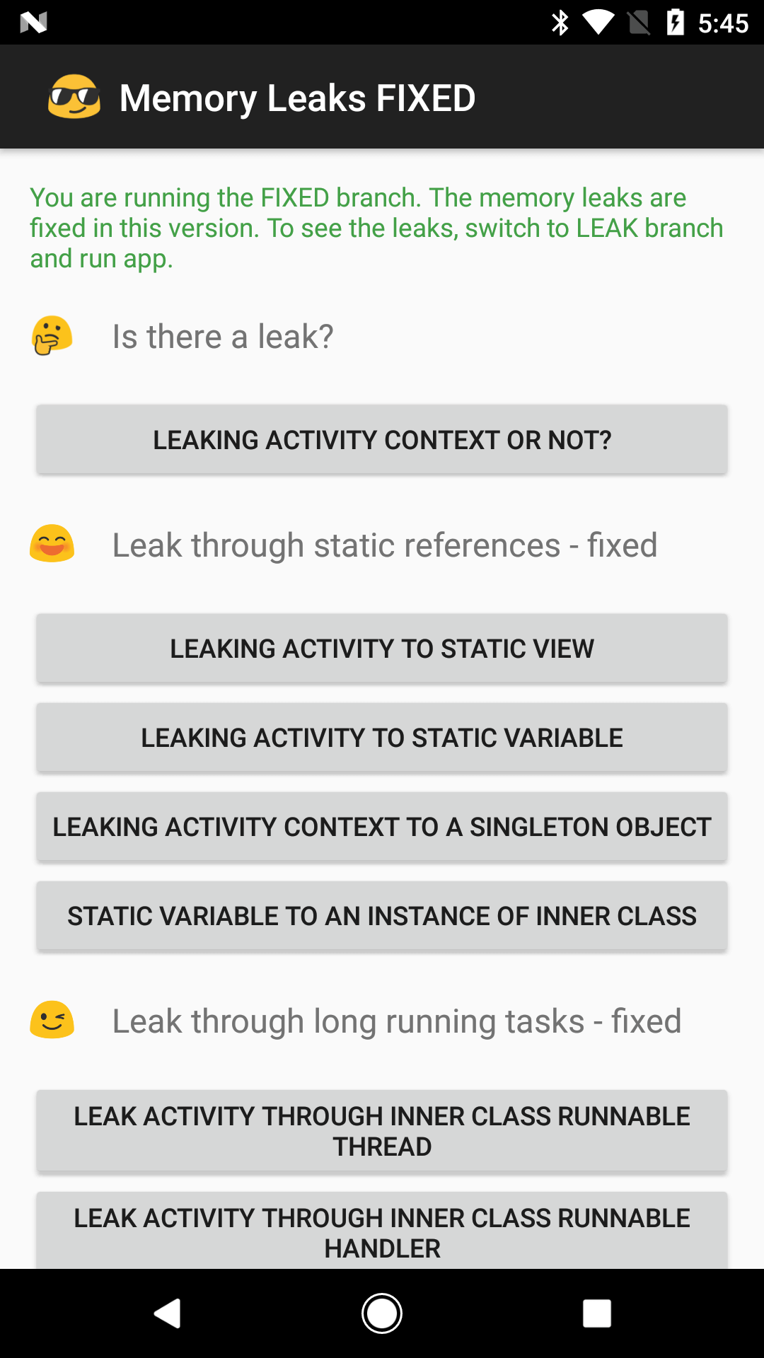Leak fixed app screenshot