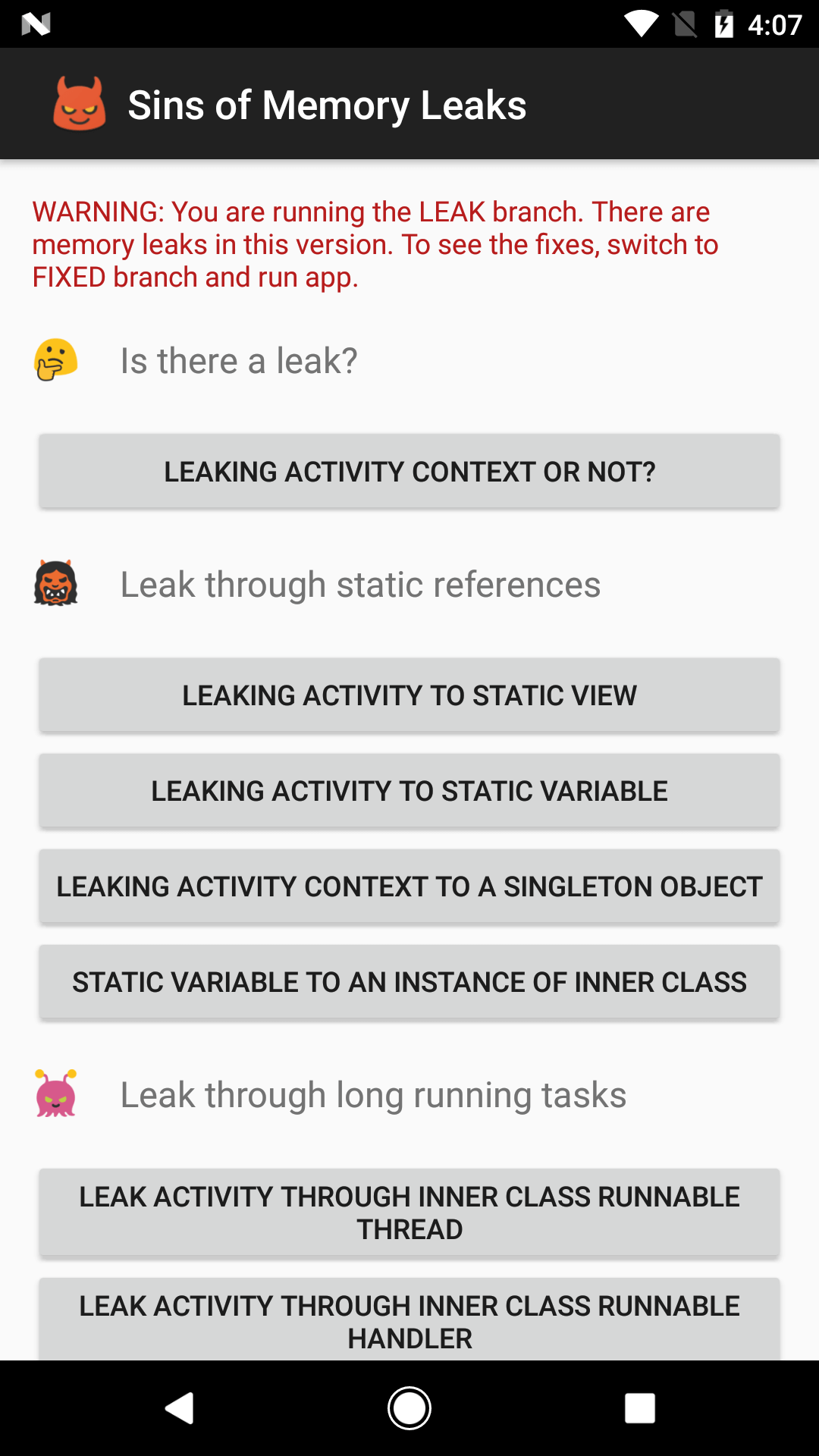Leak app screenshot