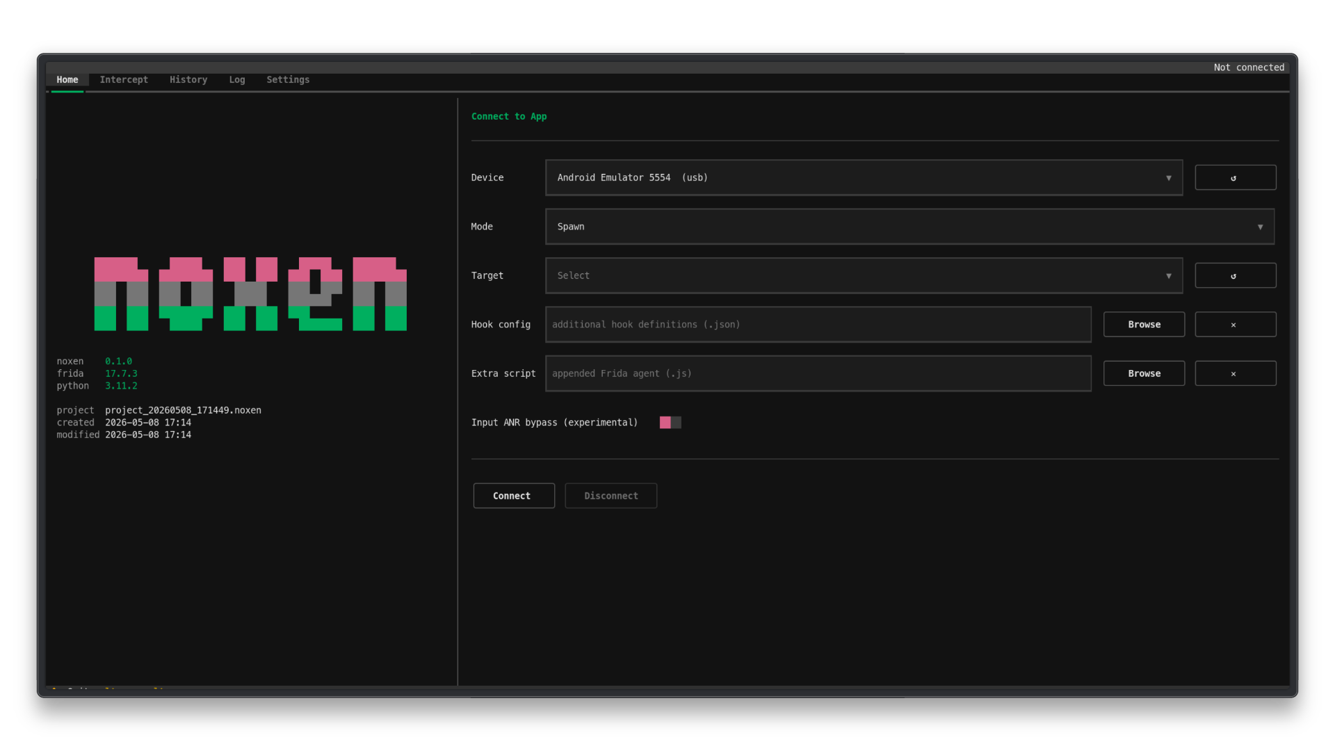 noxen Home tab