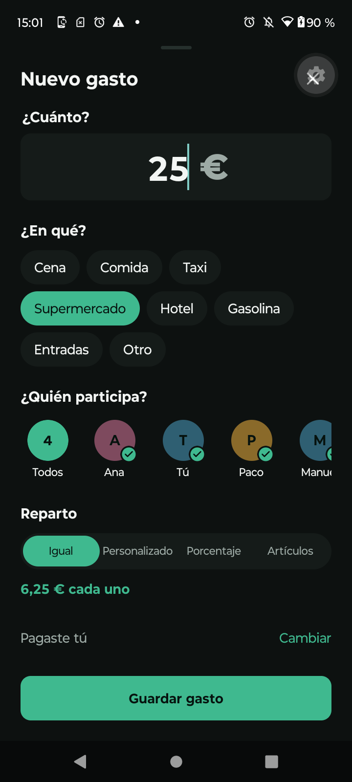 Hucha new expense flow