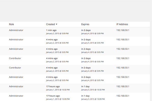 All columns are sortable in ascending and descending order so you can quickly find the sessions you are looking for.