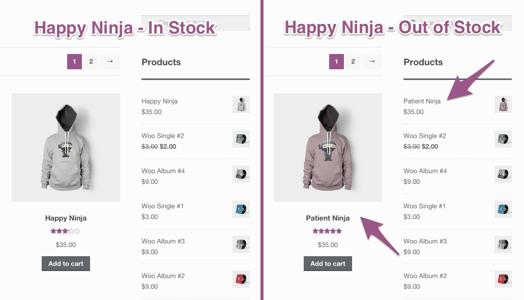 When products are out-of-stock they are automatically replaced by their fallback product.