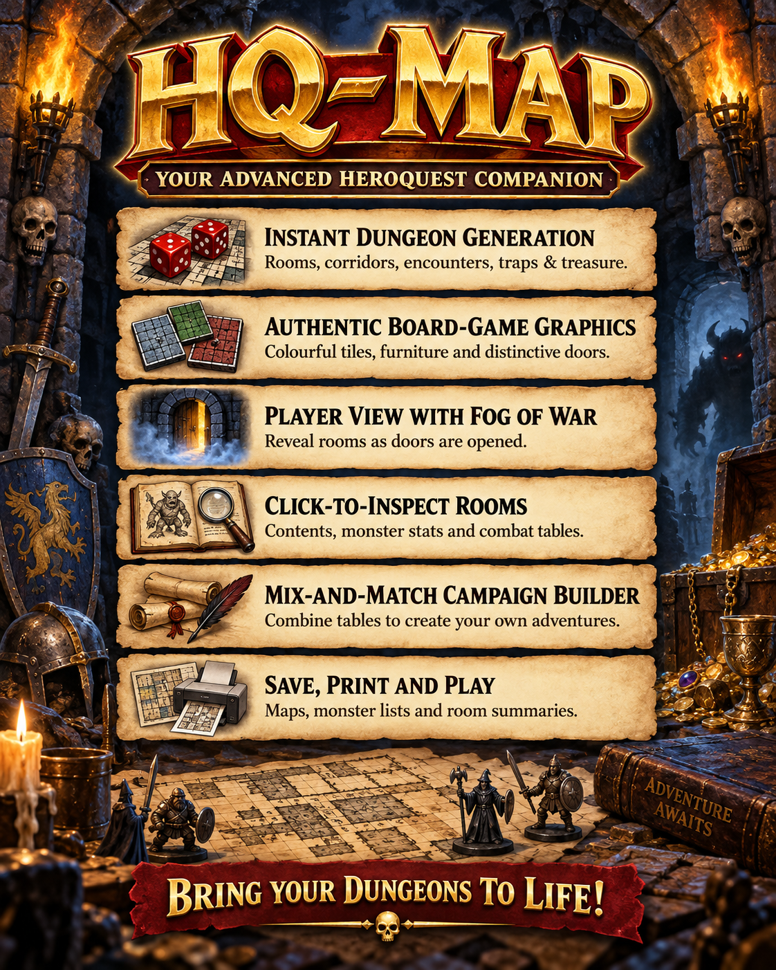 HQ-Map: six features for your Advanced HeroQuest adventures