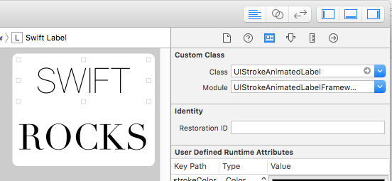 UIStrokeAnimatedLabel Interface Builder Setup