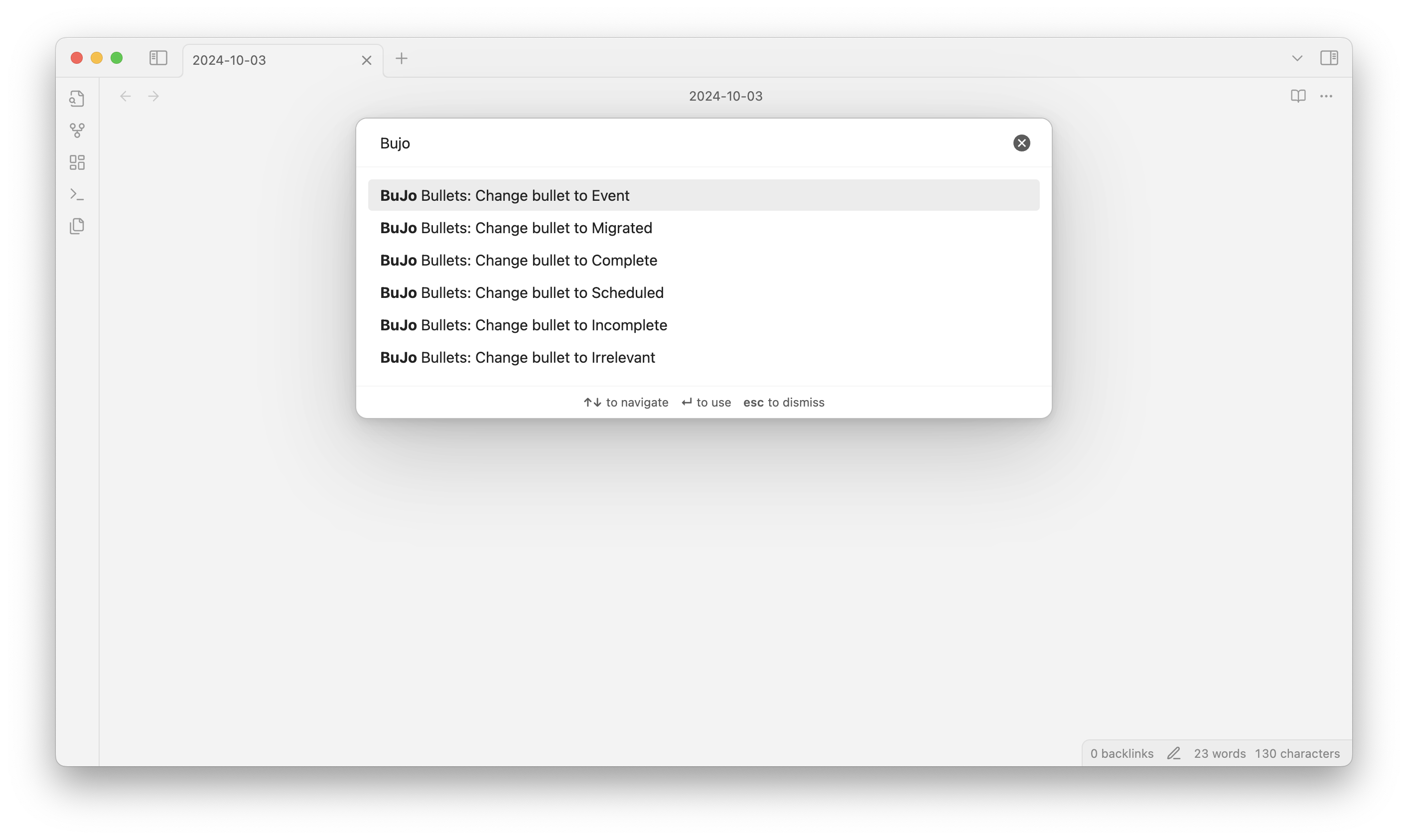 BuJo Bullets commands