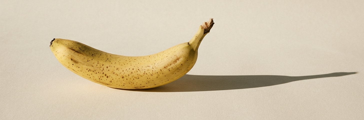 A banana on a seamless studio backdrop, generated by this server