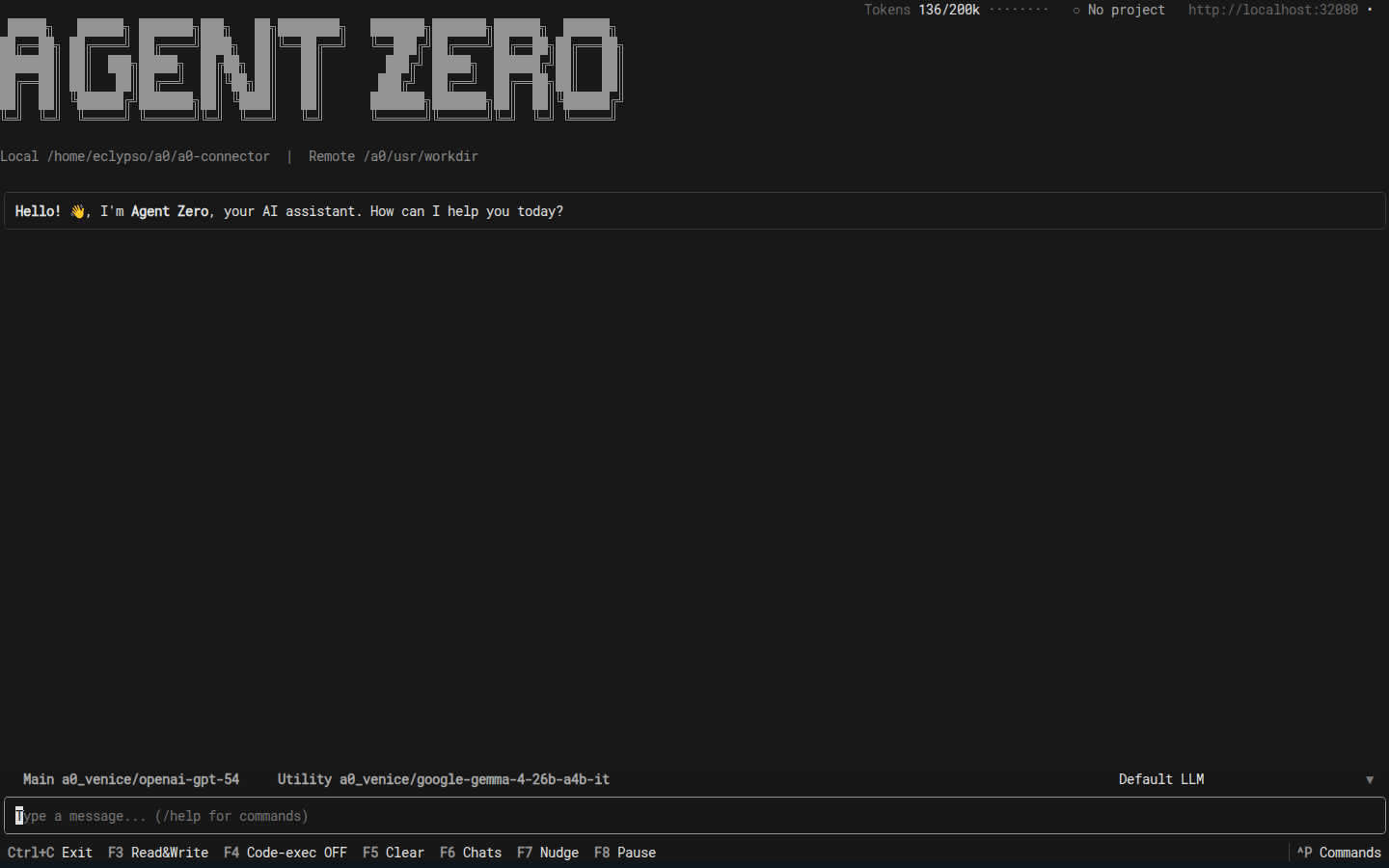 A0 CLI Connector connected shell