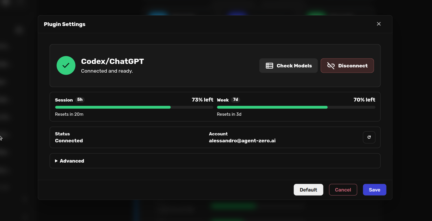 OAuth LLM plans in Agent Zero