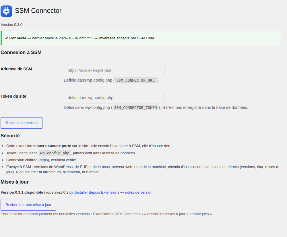 Configuration dans wp-config.php