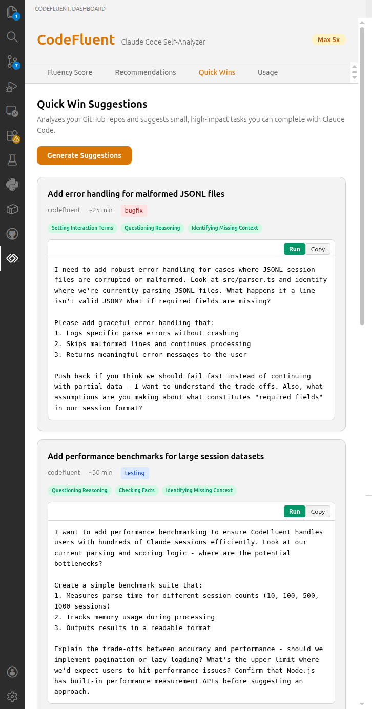Quick Wins Suggestions