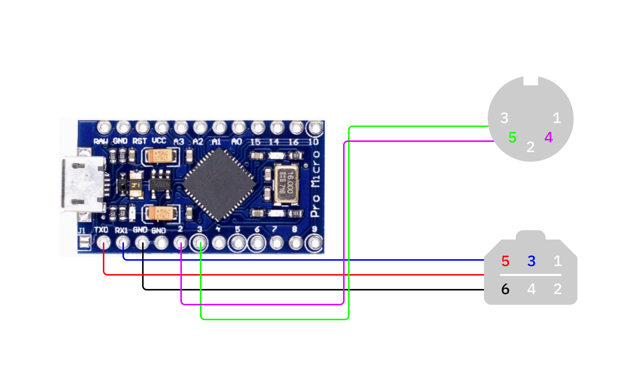 Arduino Pro Micro wiring diagram