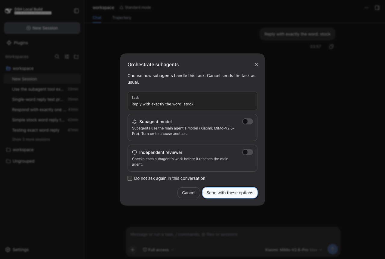 Dialog, dark theme