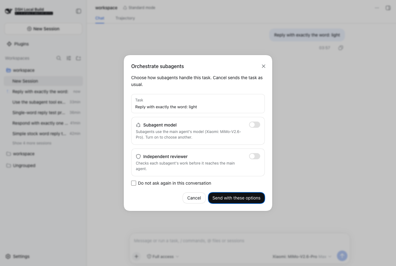 Dialog, light theme