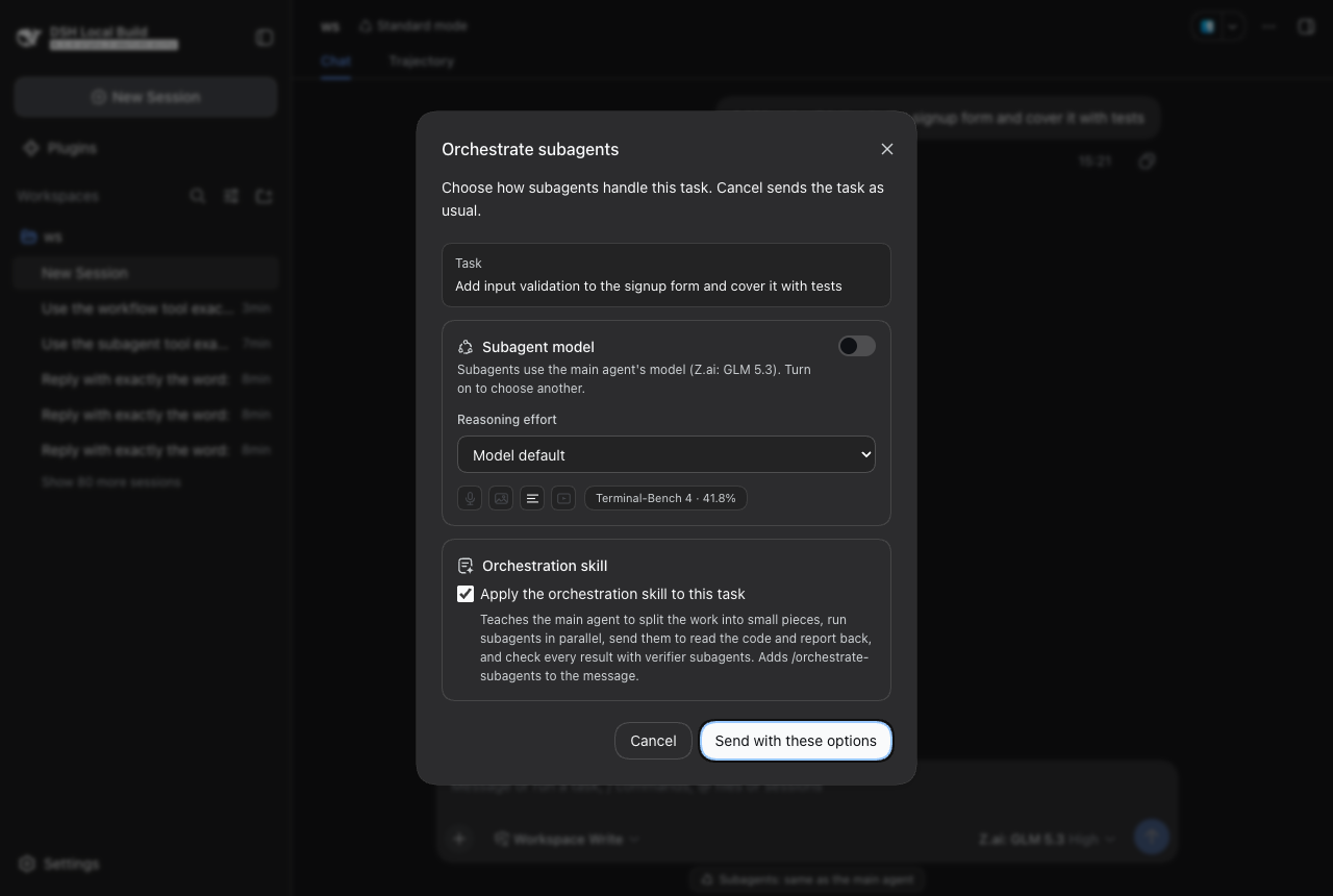 Dialog, dark theme