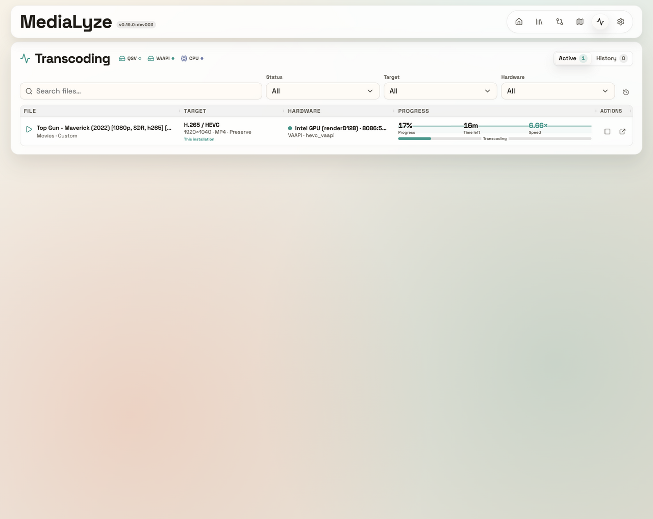Running transcode