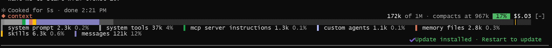 context-bar above the prompt in a Claude Code session