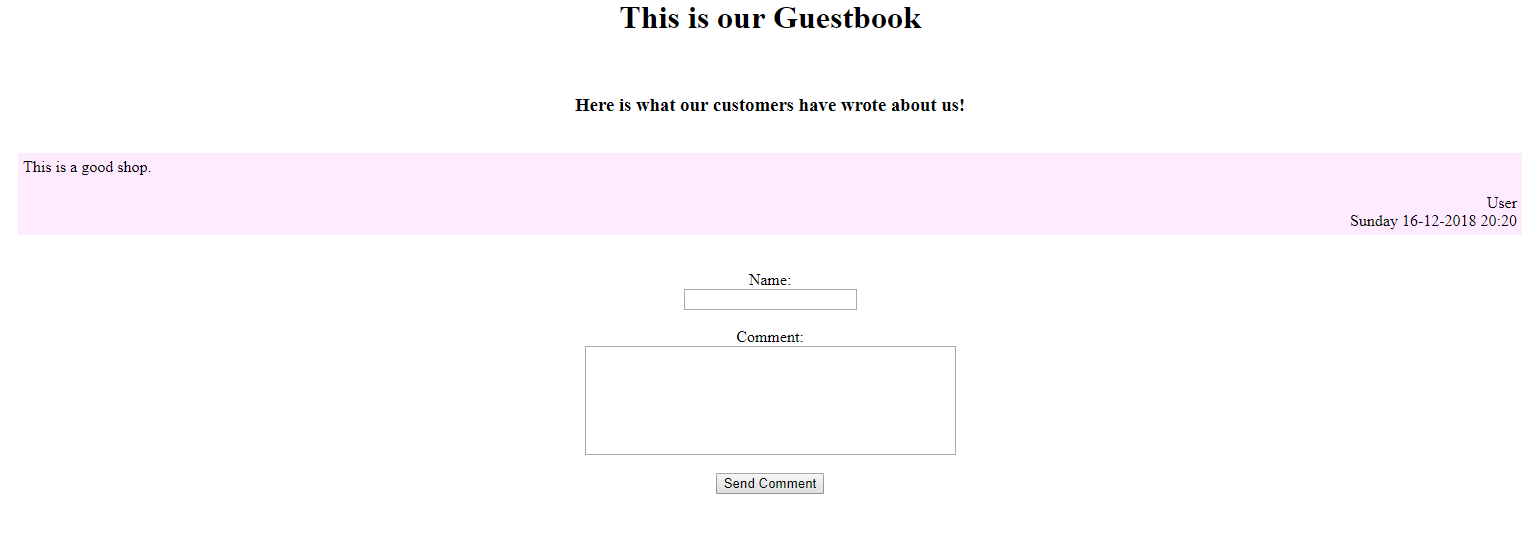 Preview of guestbook