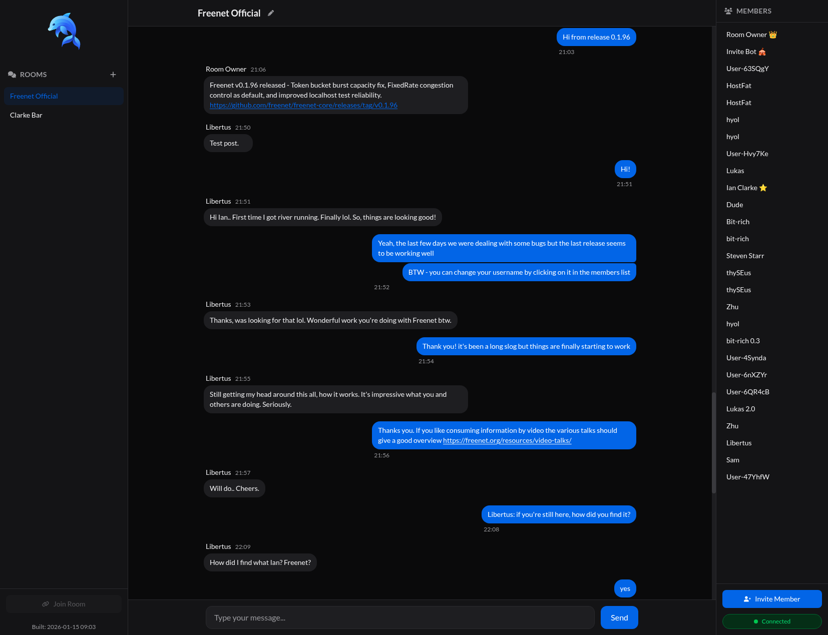Screenshot of chat interface
