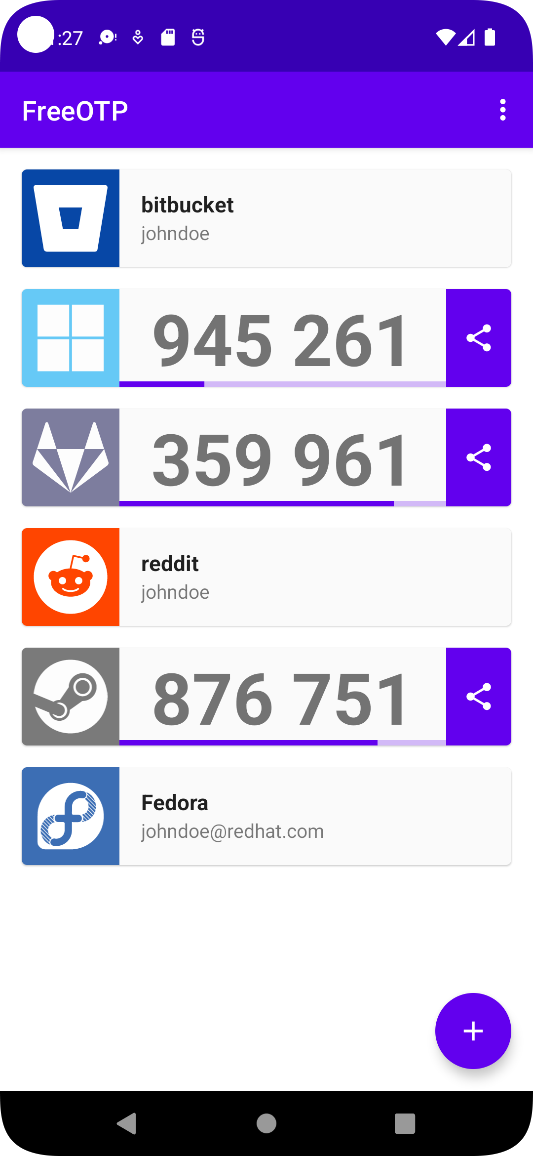FreeOTP screenshot 2