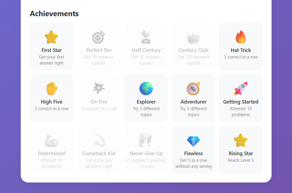 15 unlockable achievements