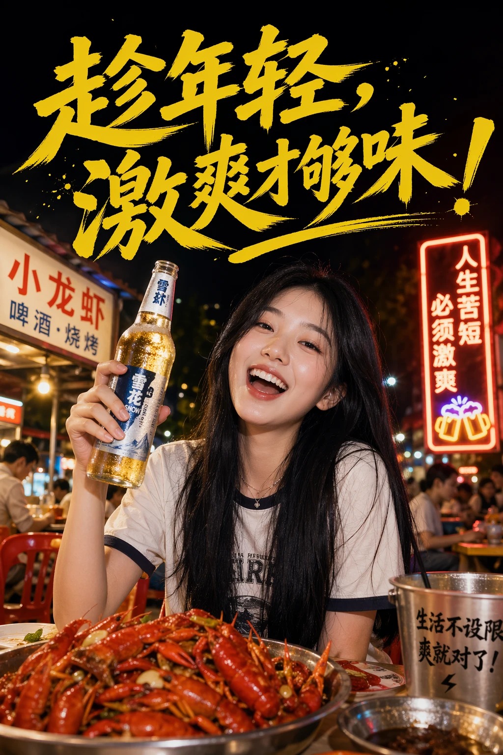 生成一张海报图片,图片人物是一个19岁的中国少女,...