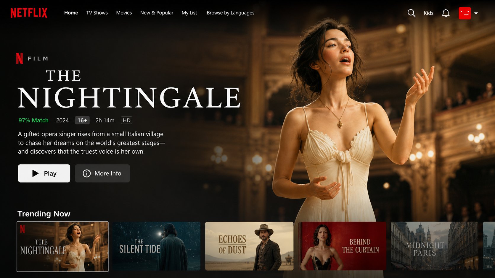 Netflix 首页主视觉 UI