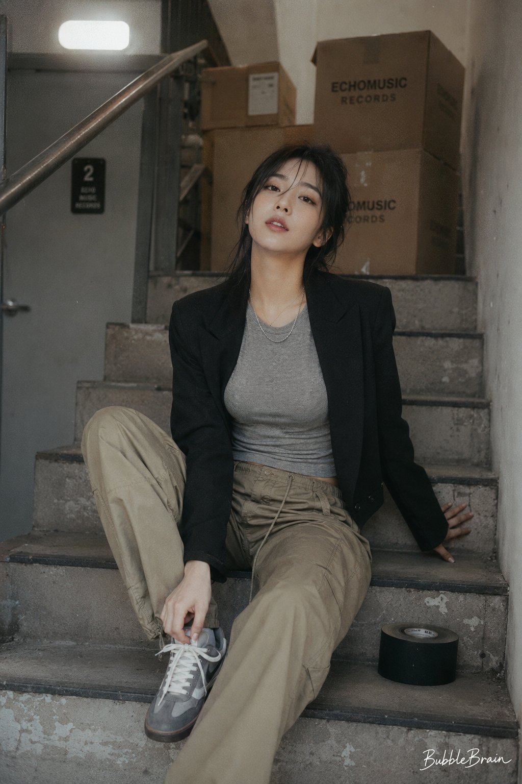 唱片公司楼梯间写真人像