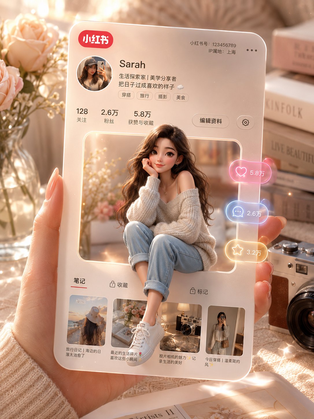 3D 小红书个人资料卡