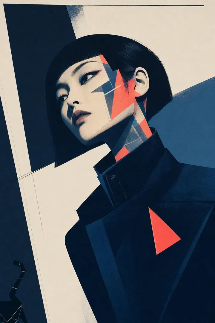 硬边现代艺术人像