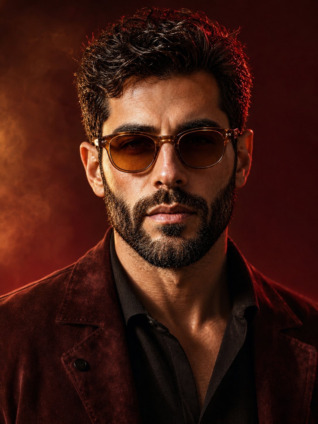 Burgundy Studio Fashion Portrait